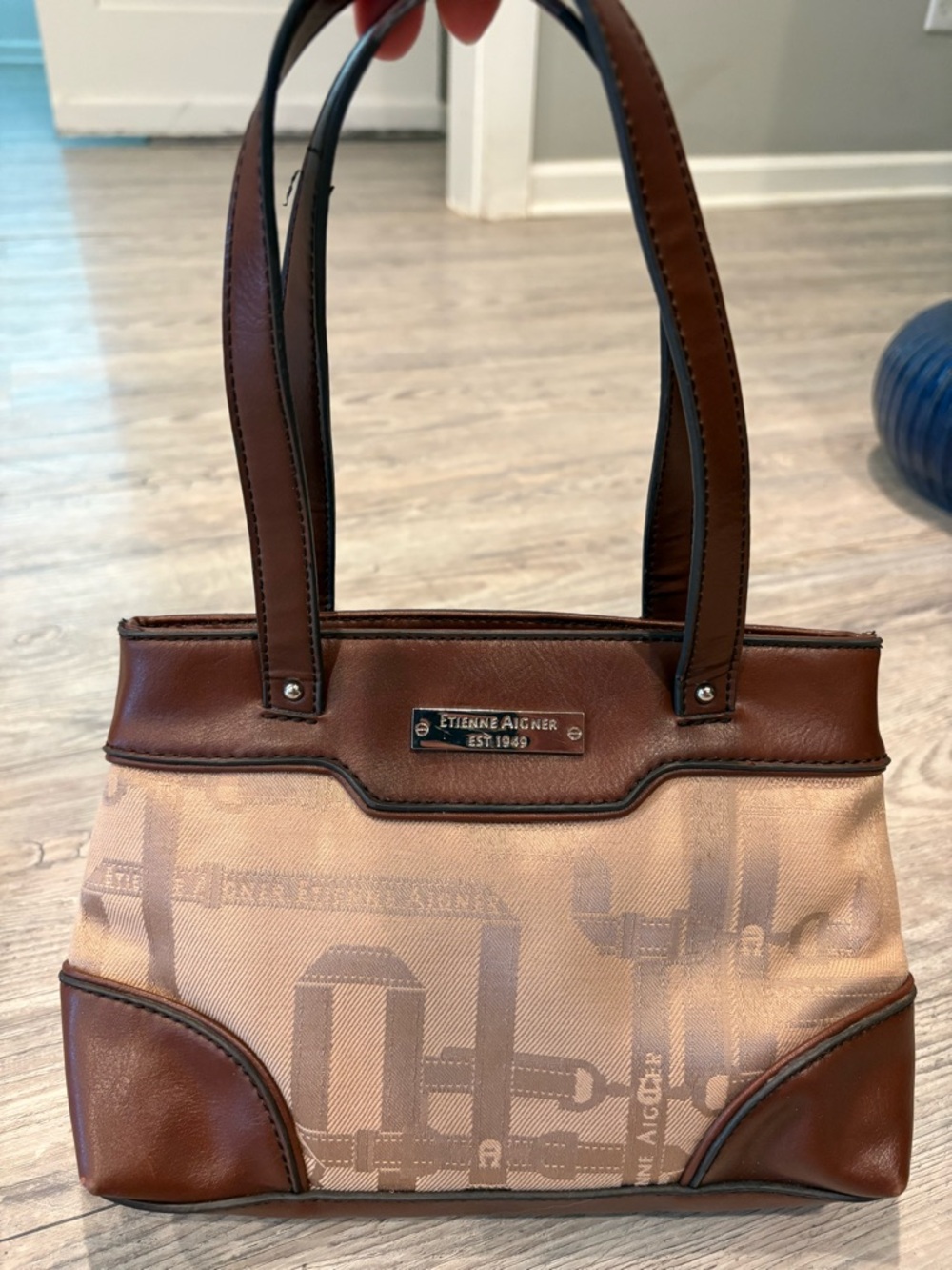 Etienne Aigner Brown & Black Leather-Trim Shoulder Bag